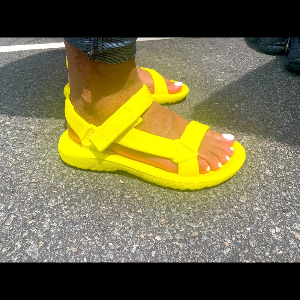 Yellow strap sandals